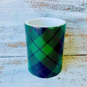 *Green Plaid Timer Pillar Christmas Candle 3”x4”